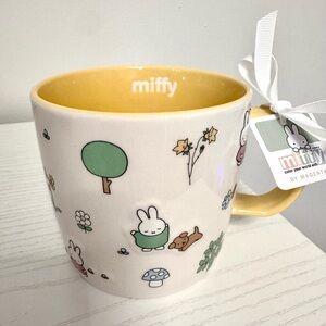 Miffy Bunny Floral Garden Mug by Magenta - Yellow and White, 18 oz